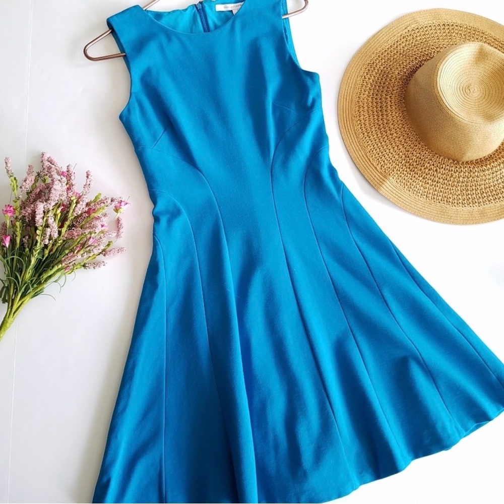 Diane Von Furstenberg Citra Fit & Flare Dress Size 2 Turquoise Blue